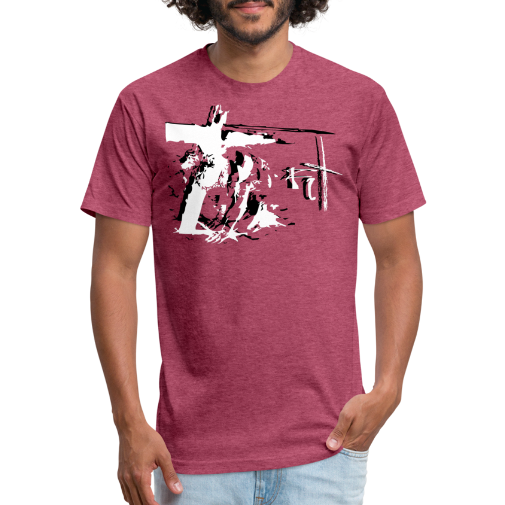 Bear the Cross Fitted Cotton T-Shirt - heather burgundy