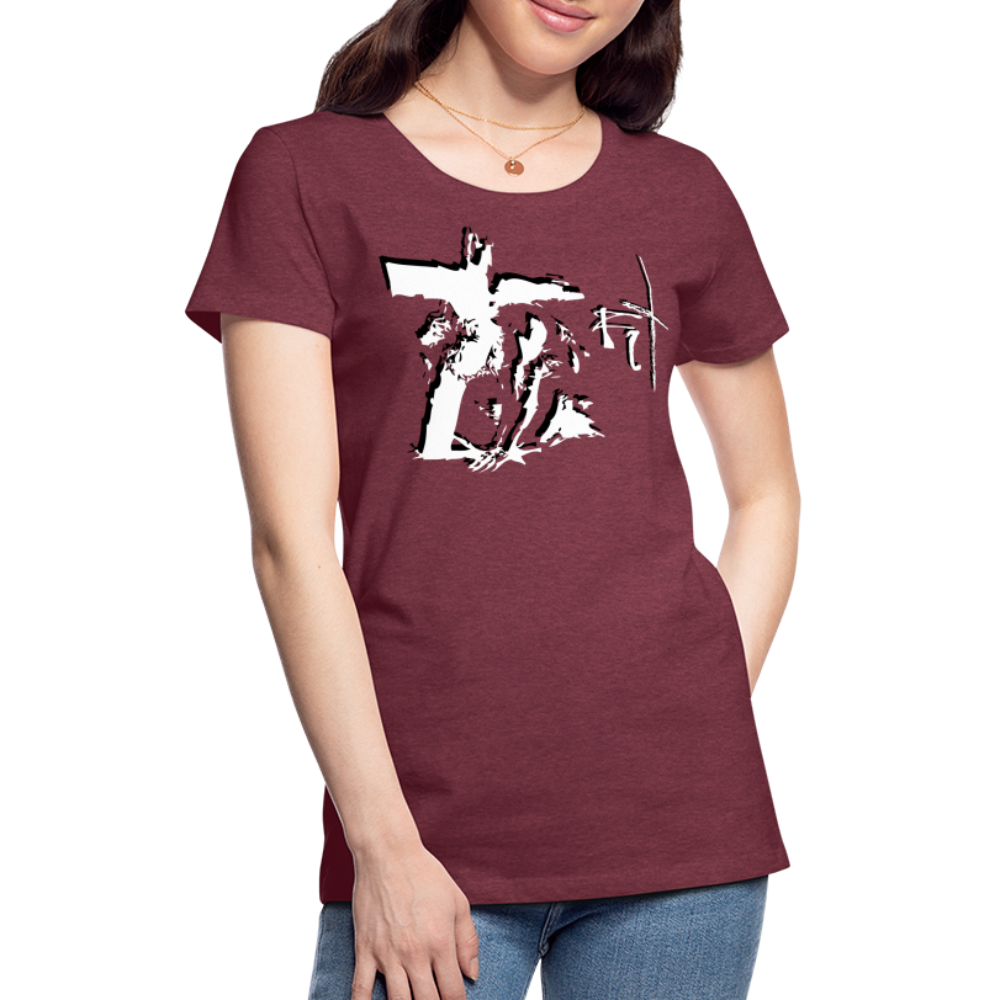 Bear the Cross Women’s Premium T-Shirt - heather burgundy