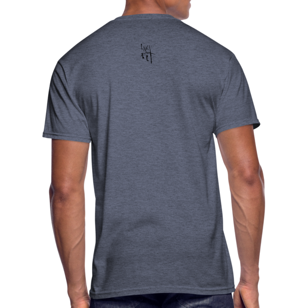Gym Junkie Men’s 50/50 T-Shirt - Black Logo - navy heather