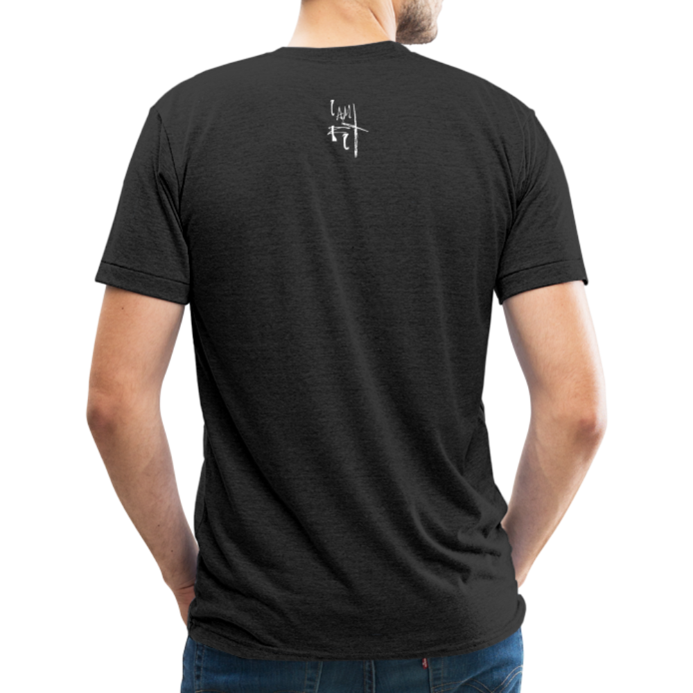Live Simply Mens' Tri Blend T-Shirt - Custom White Design - heather black