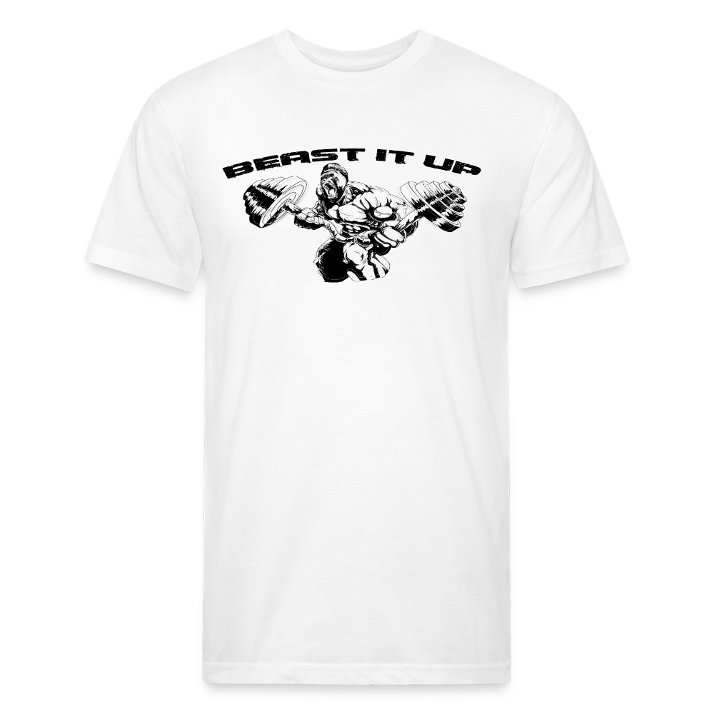 Beast it Up Fitted Cotton/Poly T-Shirt by Next Level - white