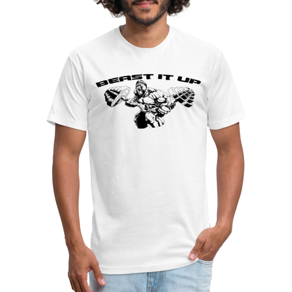 Beast it Up Fitted Cotton/Poly T-Shirt by Next Level - white