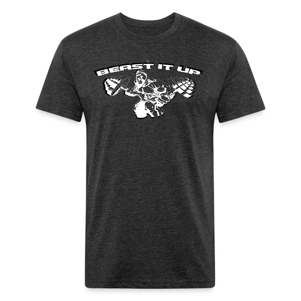 Beast it Up Fitted Cotton/Poly T-Shirt by Next Level - heather black