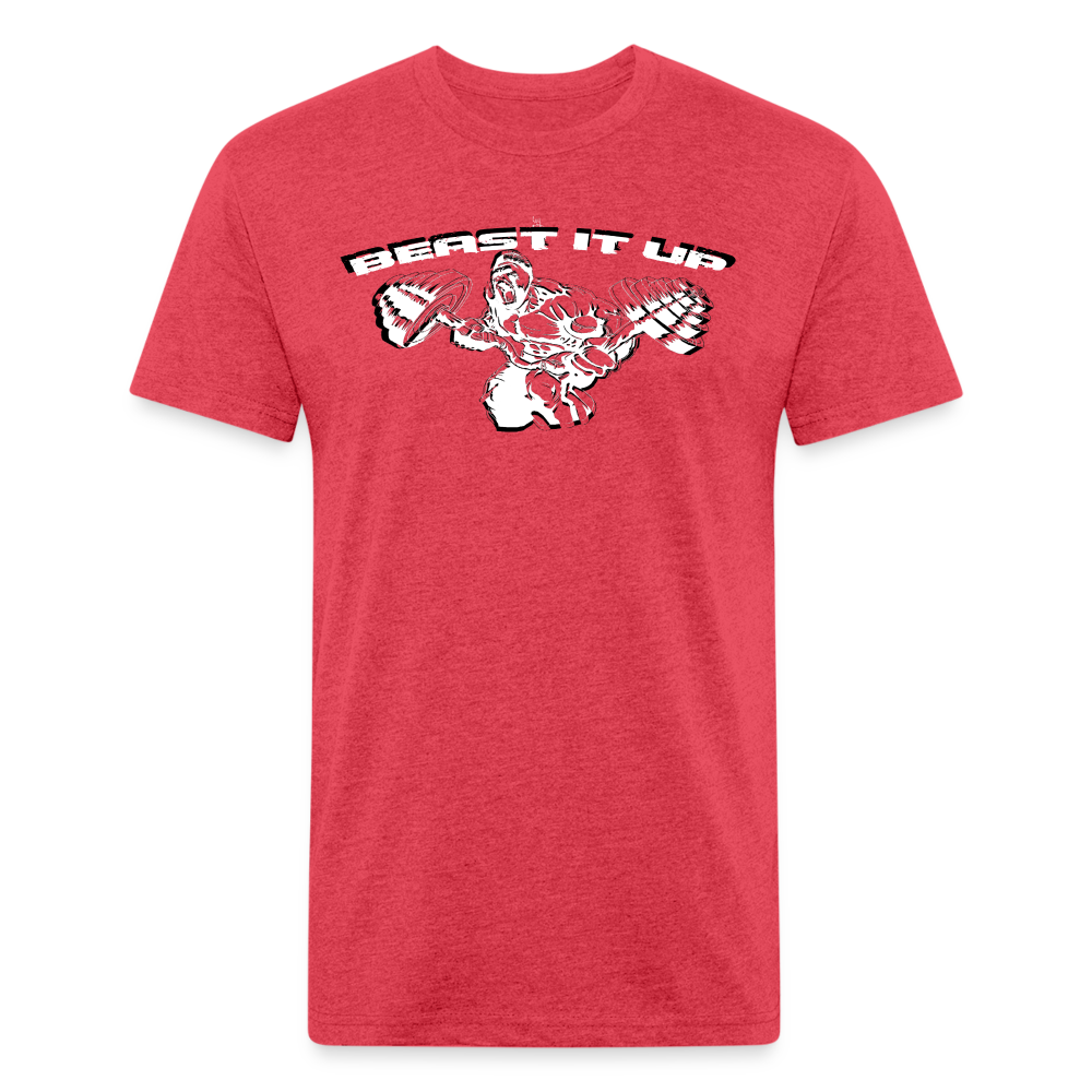 Beast it Up Fitted Cotton/Poly T-Shirt by Next Level - heather red