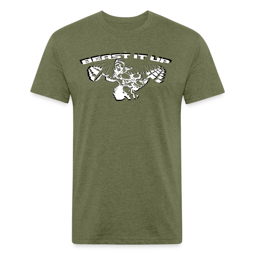 Beast it Up Fitted Cotton/Poly T-Shirt by Next Level - heather military green