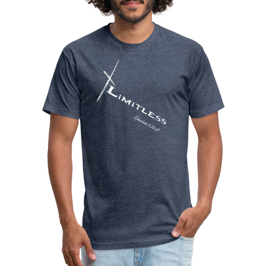 Limitless Fitted Cotton/Poly T-Shirt by Next Level - Custom White design - heather navy