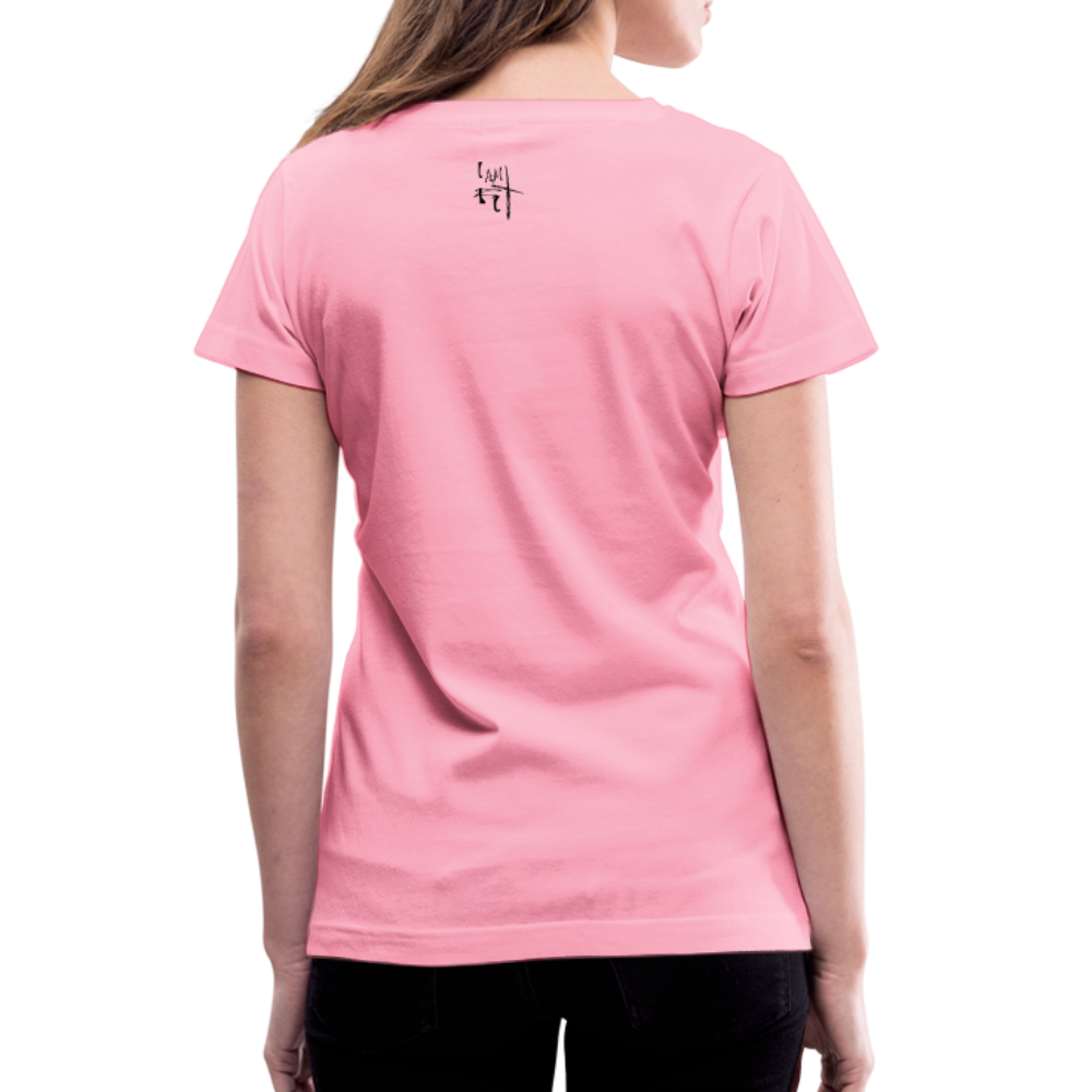 Blessed & Highly Favored Women's V-Neck T-Shirt - Black Logo - pink
