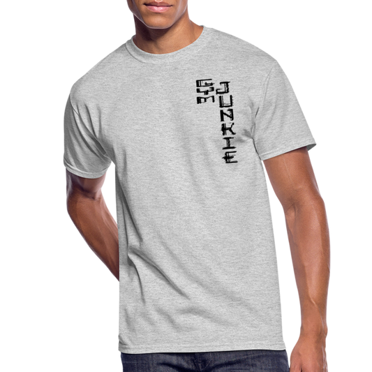 Gym Junkie Men’s 50/50 T-Shirt - Black Logo - heather gray