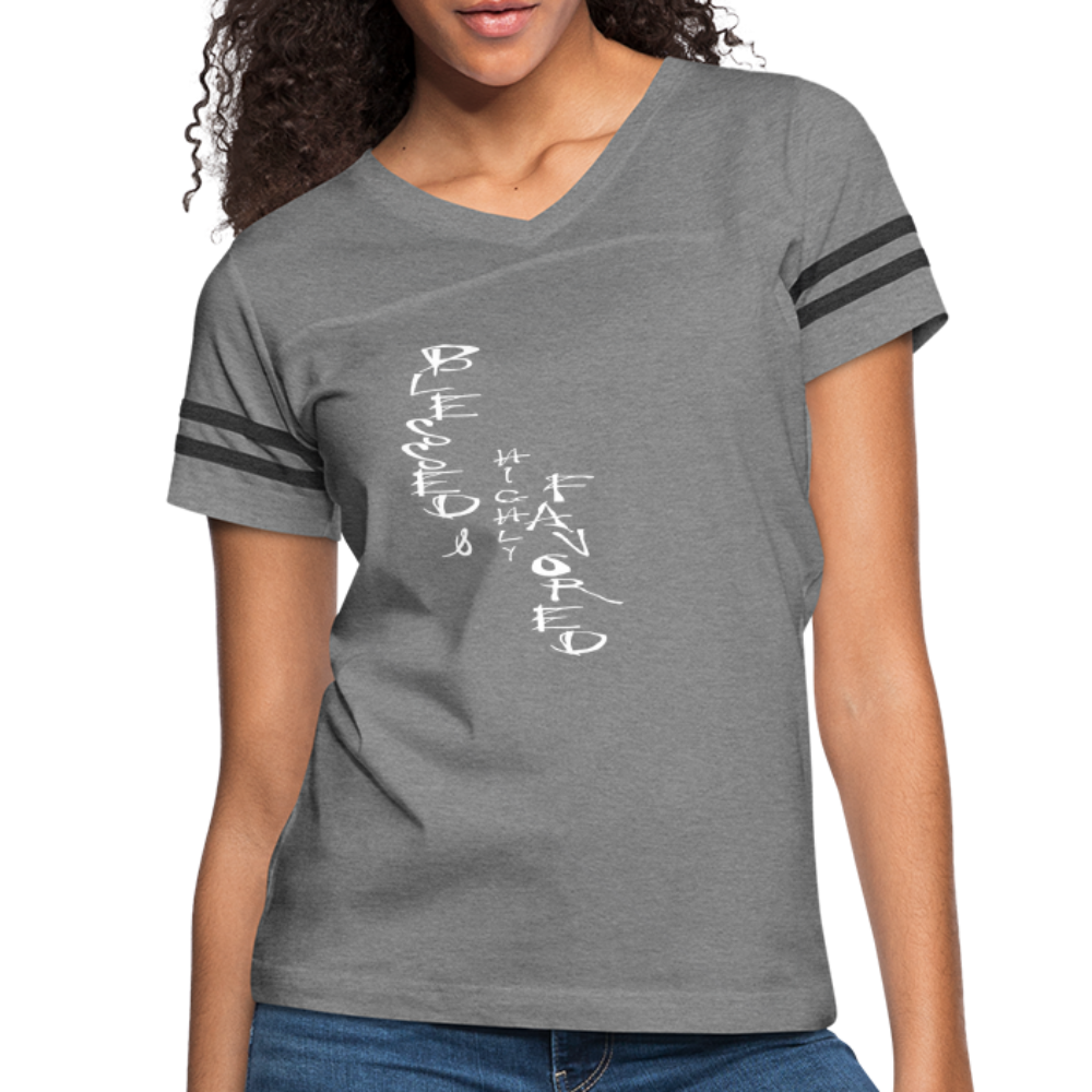 Blessed & Highly Favored Women’s Vintage Sport T-Shirt - heather gray/charcoal