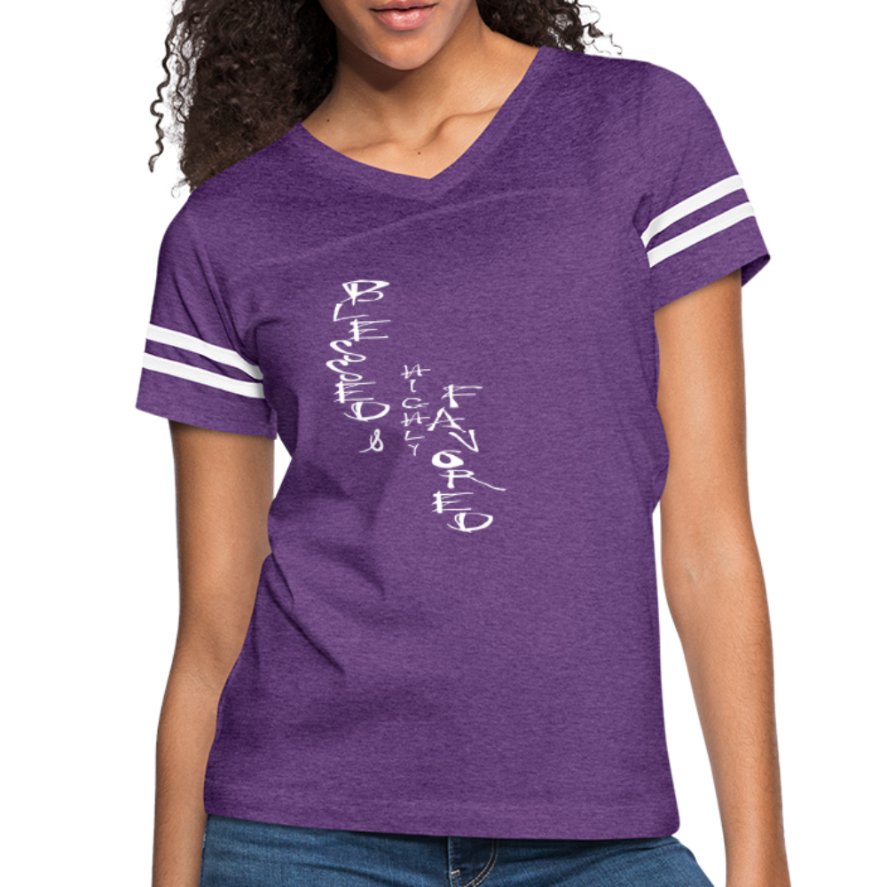 Blessed & Highly Favored Women’s Vintage Sport T-Shirt - vintage purple/white