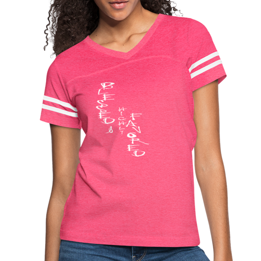 Blessed & Highly Favored Women’s Vintage Sport T-Shirt - vintage pink/white