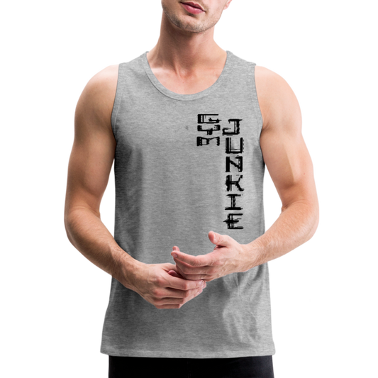 Gym Junkie Men’s Premium Tank - Black Logo - heather gray