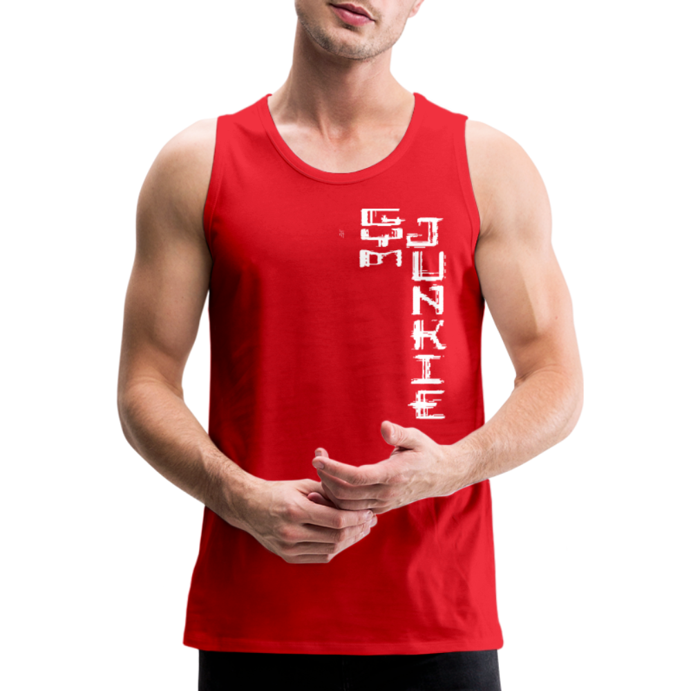 Gym Junkie Men’s Premium Tank - White Logo - red
