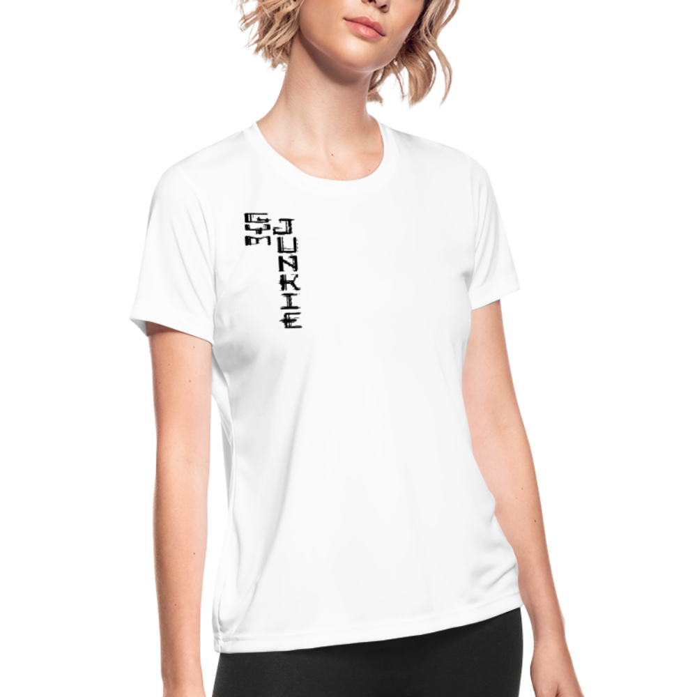 Gym Junkie Women's Performance T-Shirt - Custom Black Design - white
