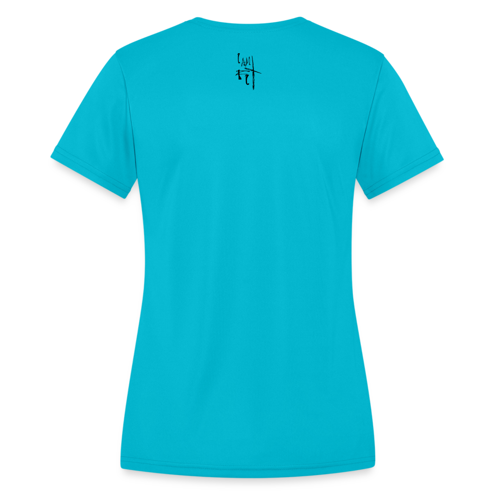 Gym Junkie Women's Performance T-Shirt - Custom Black Design - turquoise