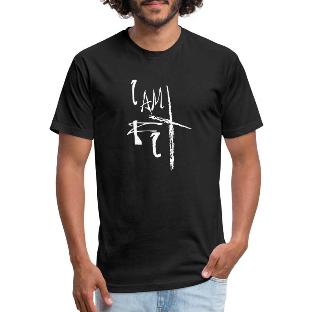 "I Am Fit" Fitted Cotton/Poly T-Shirt - Custom White Logo - black