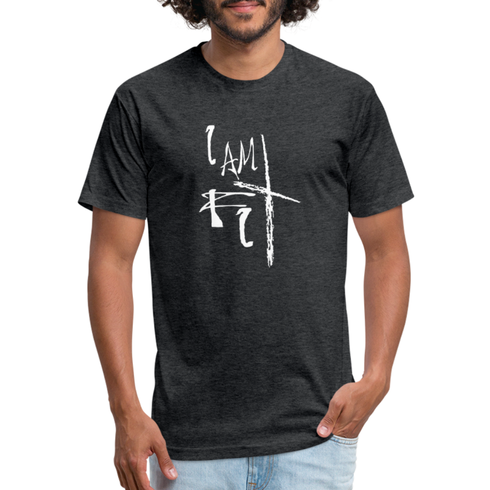 "I Am Fit" Fitted Cotton/Poly T-Shirt - Custom White Logo - heather black