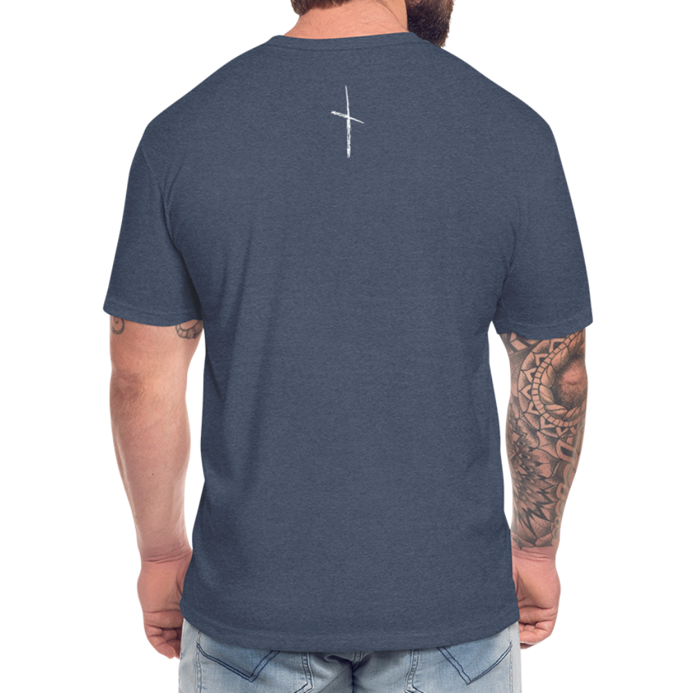 "I Am Fit" Fitted Cotton/Poly T-Shirt - Custom White Logo - heather navy