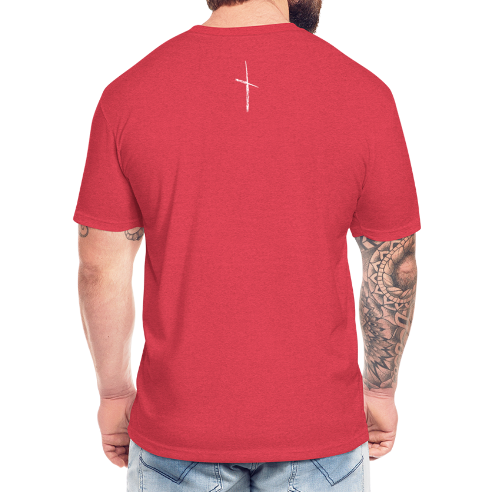 "I Am Fit" Fitted Cotton/Poly T-Shirt - Custom White Logo - heather red