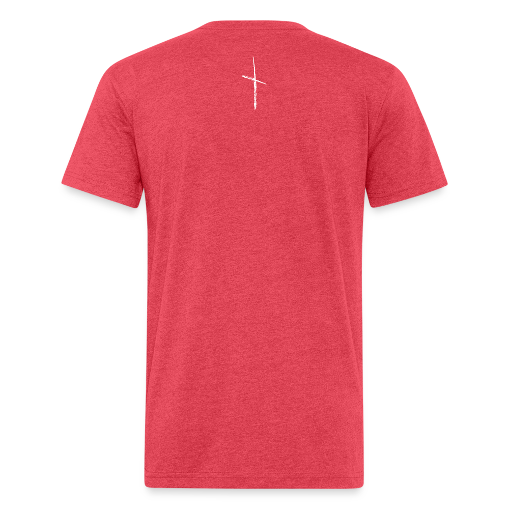 "I Am Fit" Fitted Cotton/Poly T-Shirt - Custom White Logo - heather red