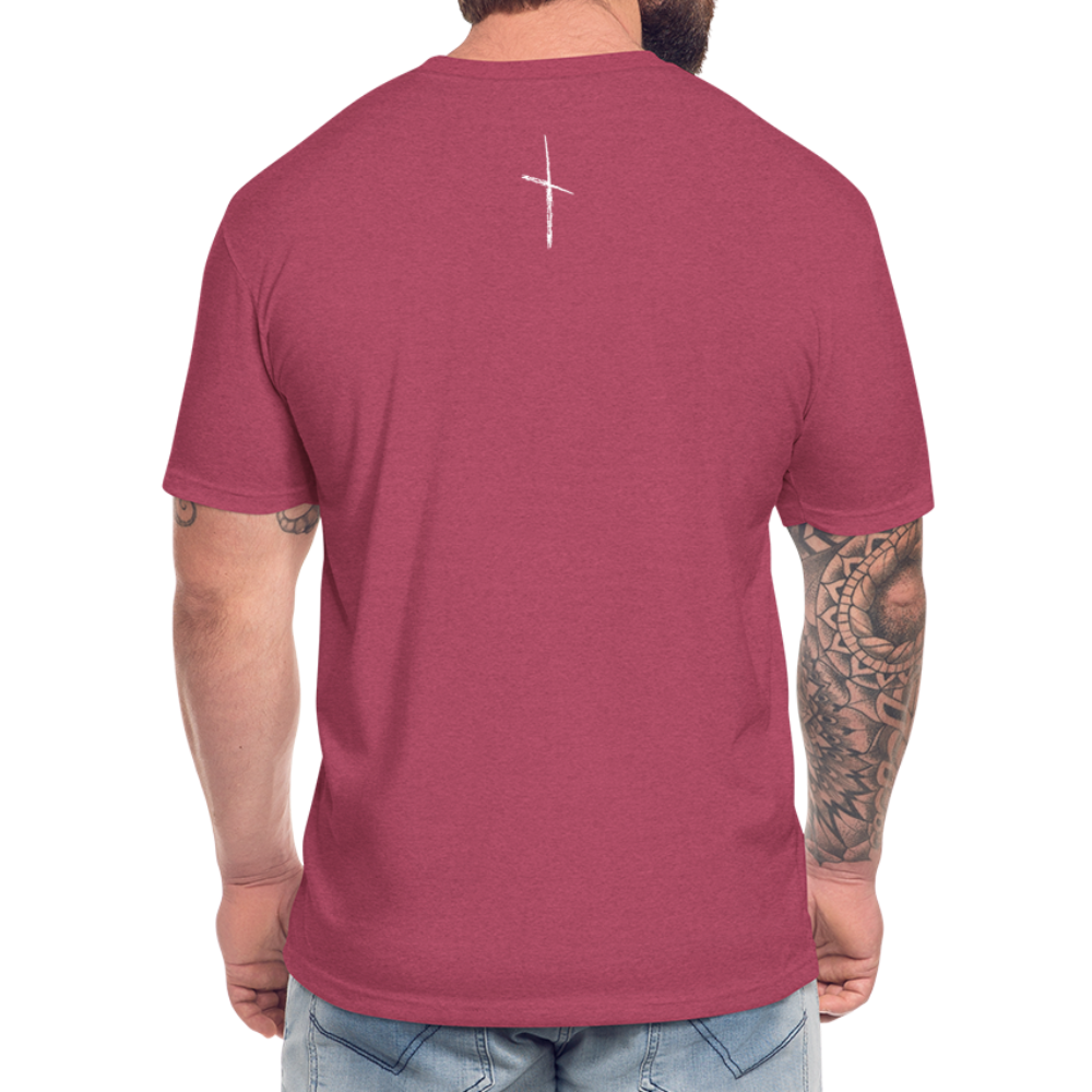 "I Am Fit" Fitted Cotton/Poly T-Shirt - Custom White Logo - heather burgundy