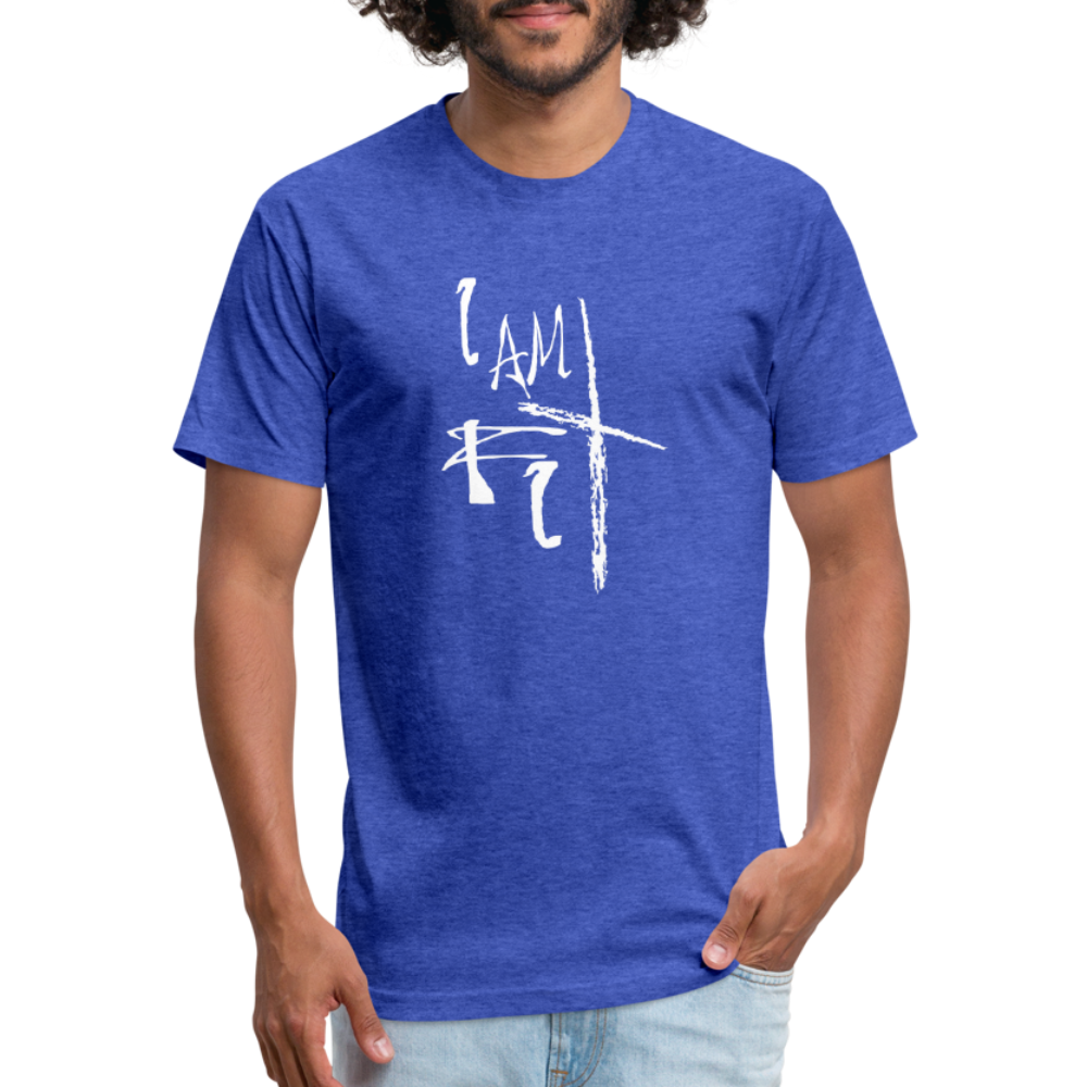 "I Am Fit" Fitted Cotton/Poly T-Shirt - Custom White Logo - heather royal