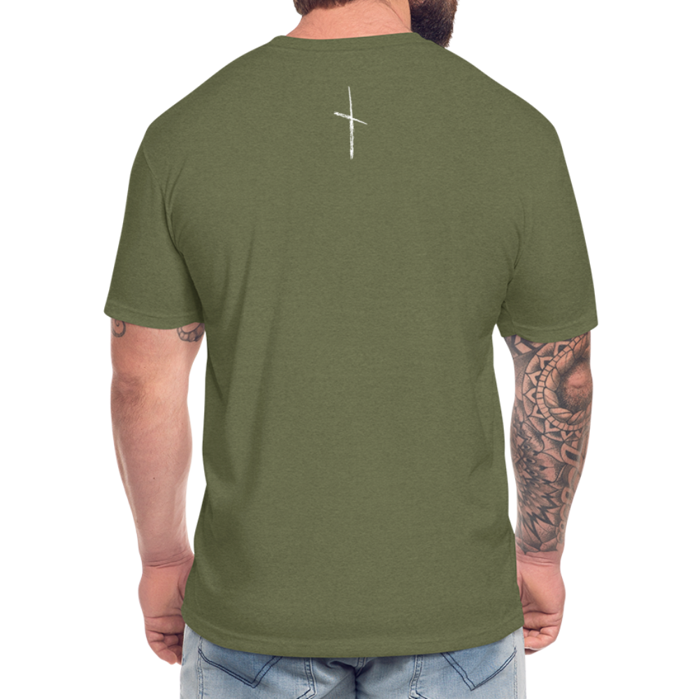 "I Am Fit" Fitted Cotton/Poly T-Shirt - Custom White Logo - heather military green