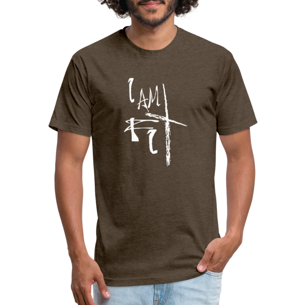 "I Am Fit" Fitted Cotton/Poly T-Shirt - Custom White Logo - heather espresso