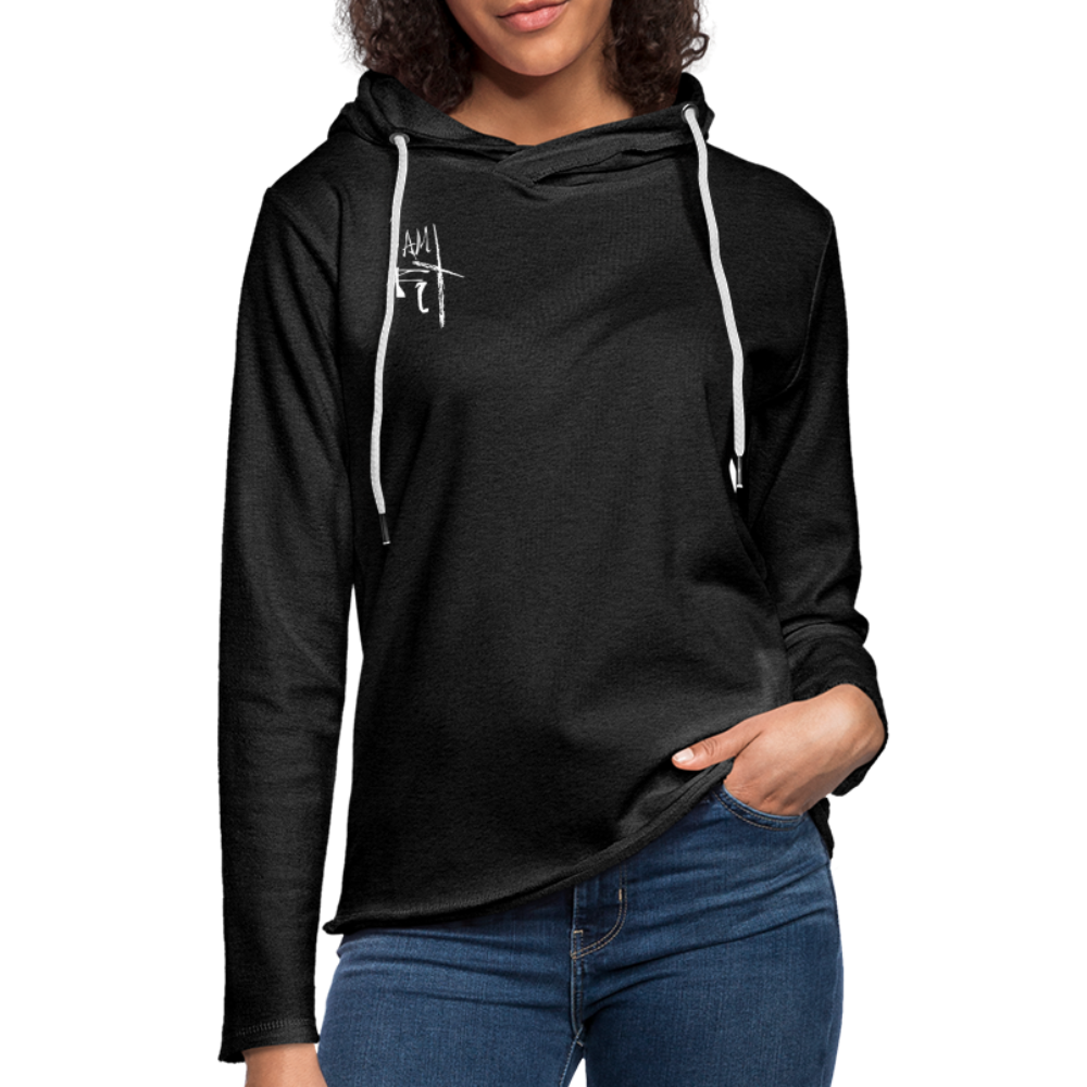 I Am Fit Women's Lightweight Terry Hoodie - White Logo - charcoal grey