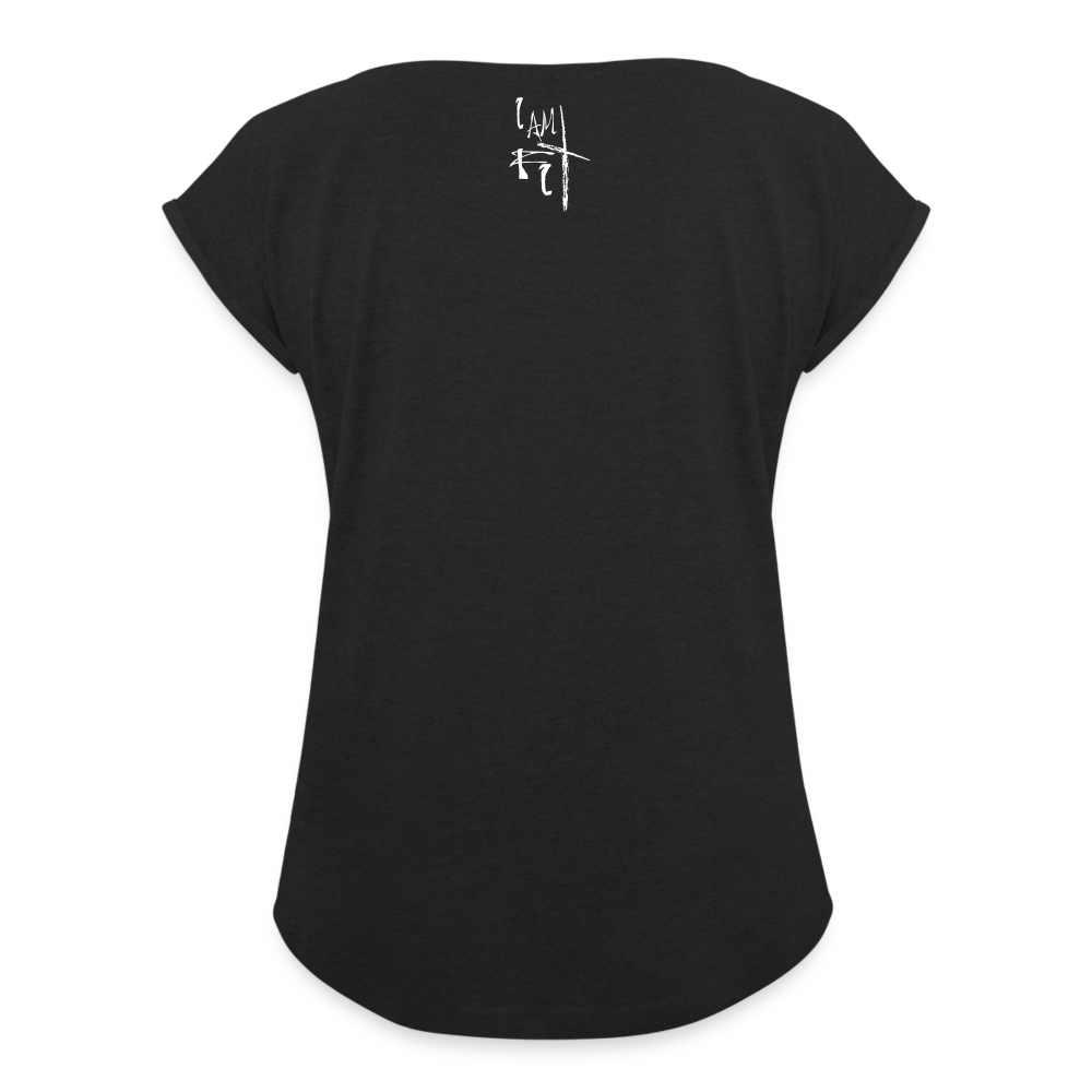 Limitless Women's Roll Cuff T-Shirt - Custom White Design - black