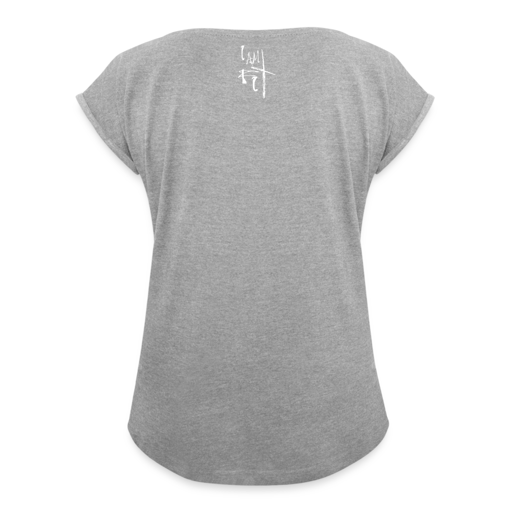 Limitless Women's Roll Cuff T-Shirt - Custom White Design - heather gray