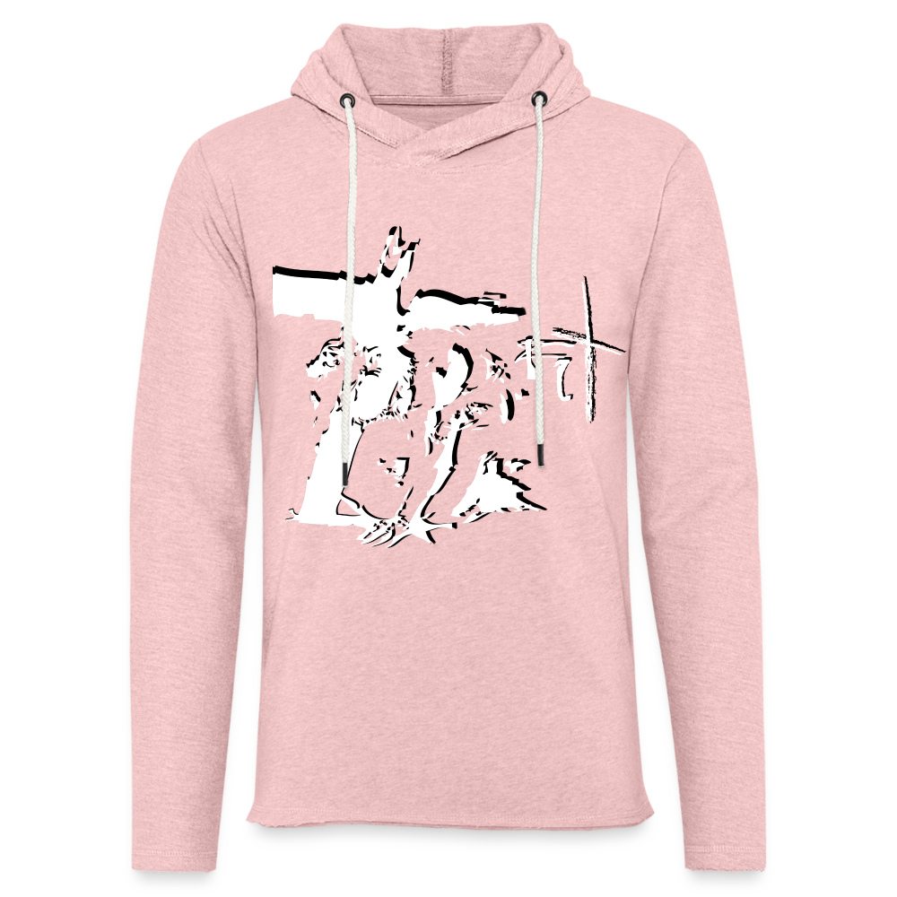 Bear the Cross Unisex Lightweight Terry Hoodie - cream heather pink