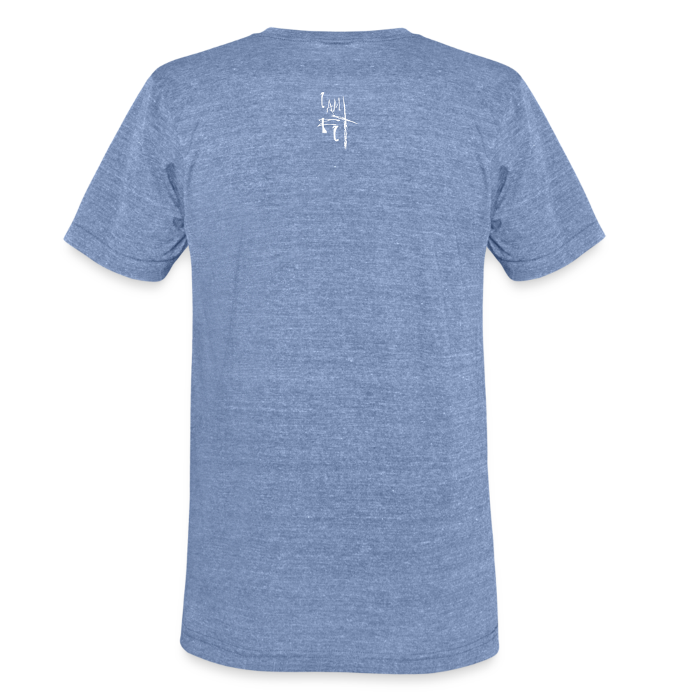 Live Simply Mens' Tri Blend T-Shirt - Custom White Design - heather blue