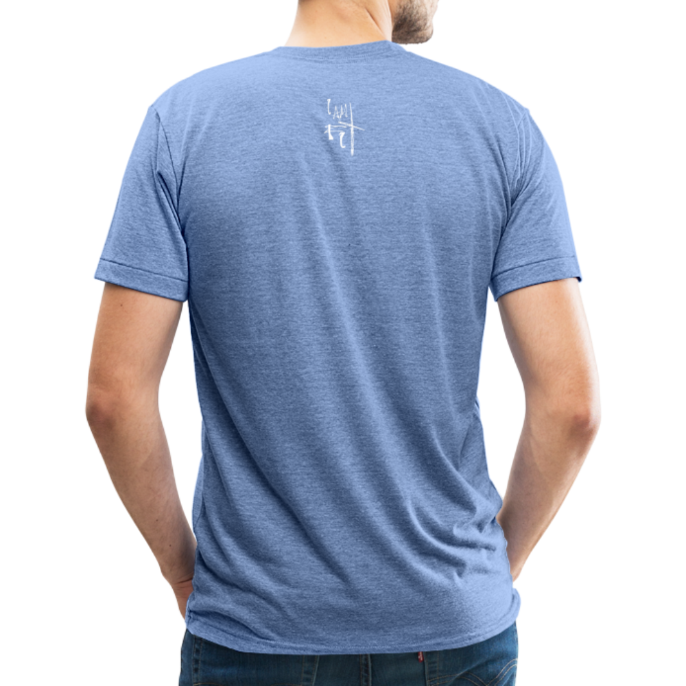 Live Simply Mens' Tri Blend T-Shirt - Custom White Design - heather blue