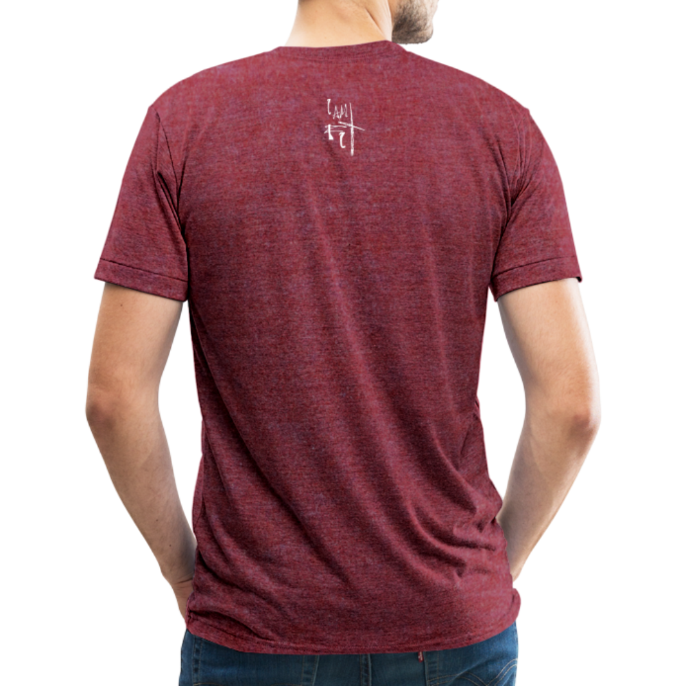 Live Simply Mens' Tri Blend T-Shirt - Custom White Design - heather cranberry