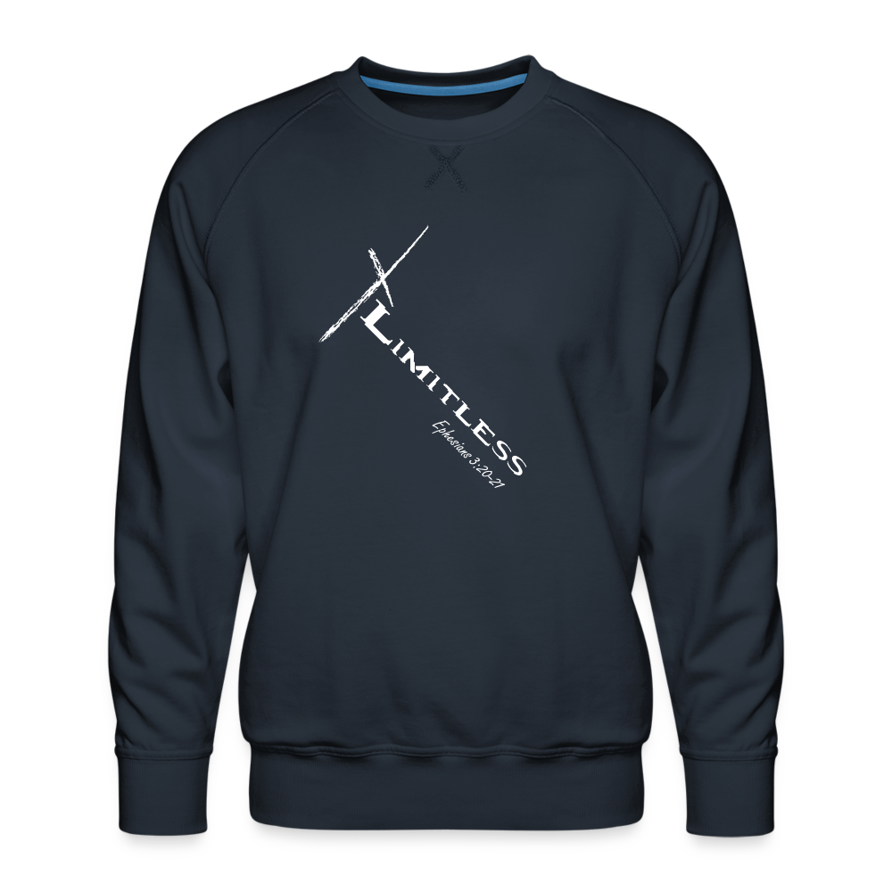 Limitless Men’s Premium Sweatshirt - Custom White Design - navy