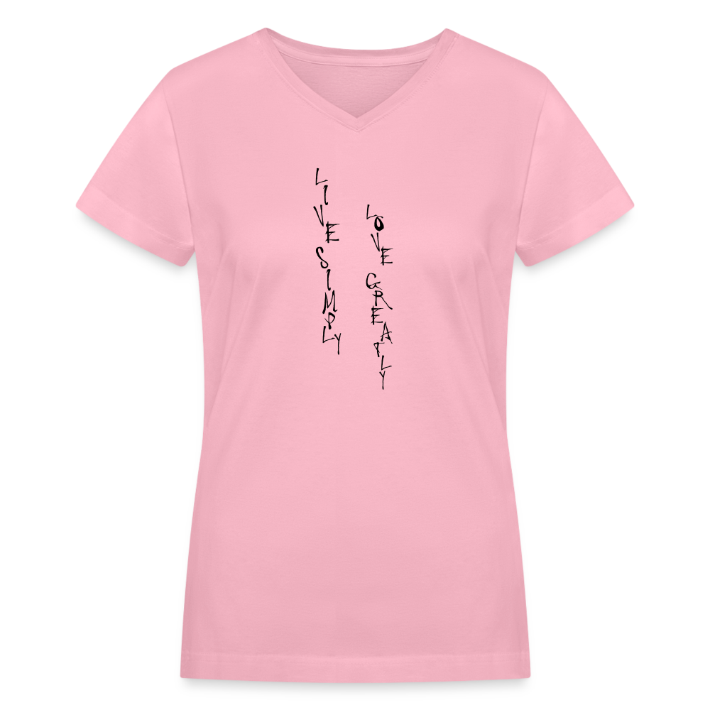 Live Simply Women's V-Neck T-Shirt - pink