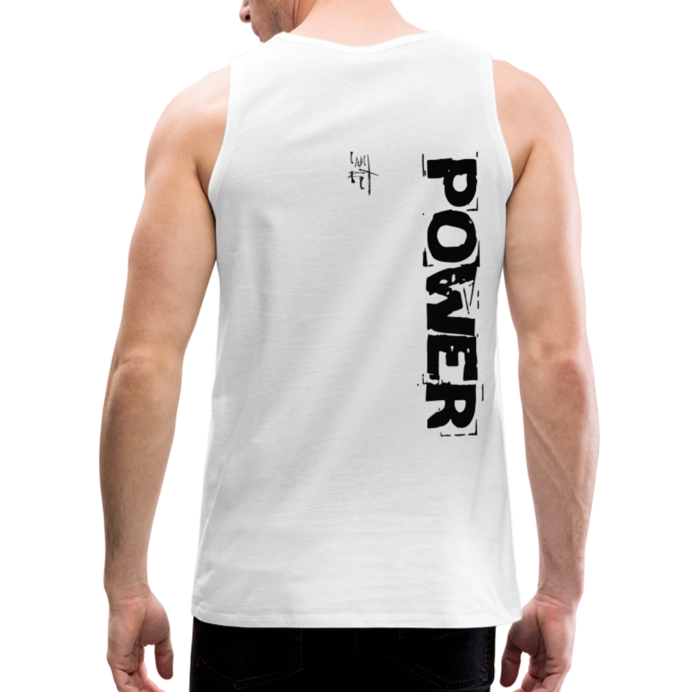 Strength & Power Men’s Premium Tank - Black Logo - white