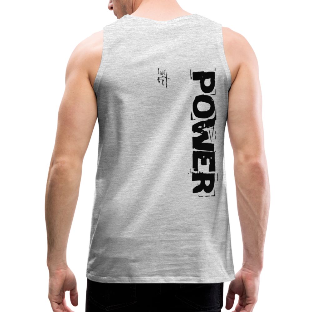 Strength & Power Men’s Premium Tank - Black Logo - heather gray