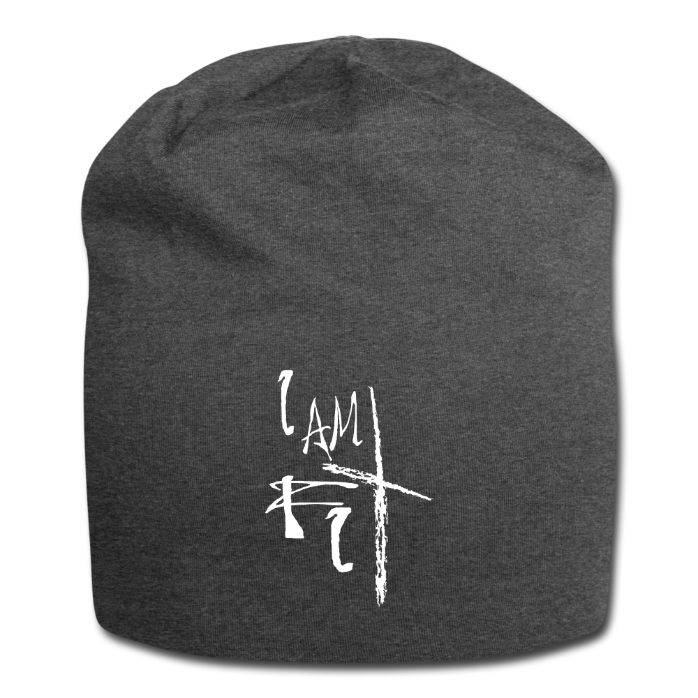 I Am Fit Jersey Beanie - White Logo - Favoured Tees