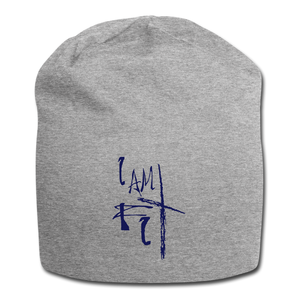 I Am Fit Jersey Beanie - Blue Logo - Favoured Tees