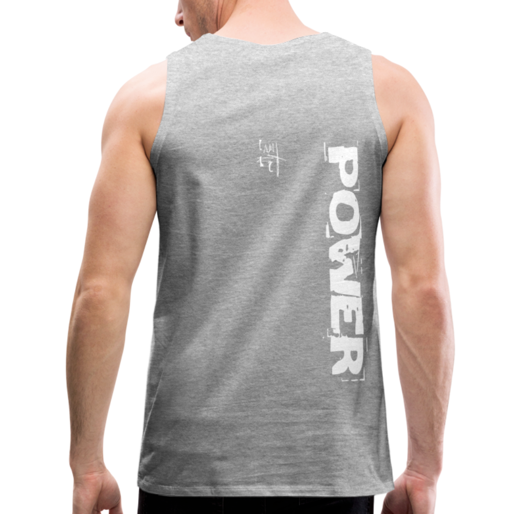 Strength & Power Men’s Premium Tank - White Logo - Favoured Tees
