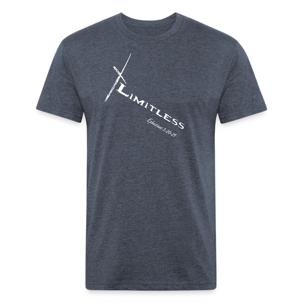 Limitless Fitted Cotton/Poly T-Shirt by Next Level - Custom White design - heather navy