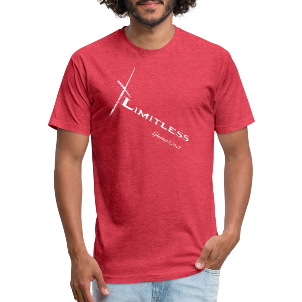 Limitless Fitted Cotton/Poly T-Shirt by Next Level - Custom White design - heather red