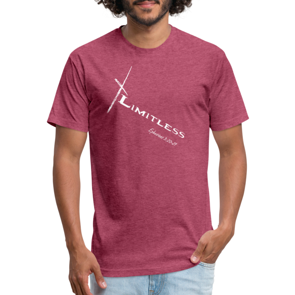 Limitless Fitted Cotton/Poly T-Shirt by Next Level - Custom White design - heather burgundy