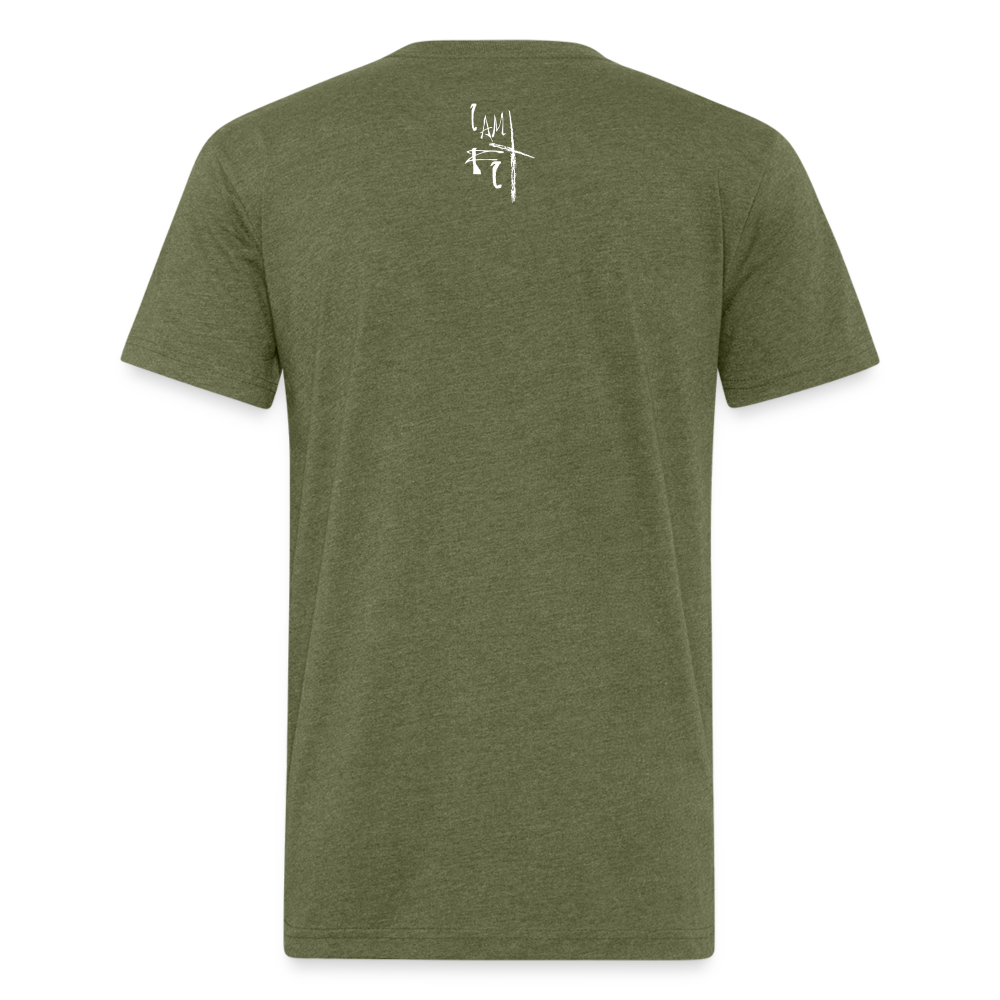 Limitless Fitted Cotton/Poly T-Shirt by Next Level - Custom White design - heather military green