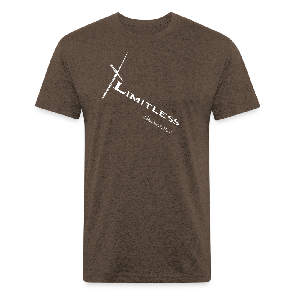 Limitless Fitted Cotton/Poly T-Shirt by Next Level - Custom White design - heather espresso