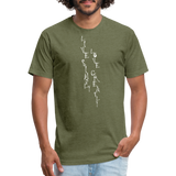 Live Simply Fitted Cotton T-Shirt - Custom White Design - heather military green