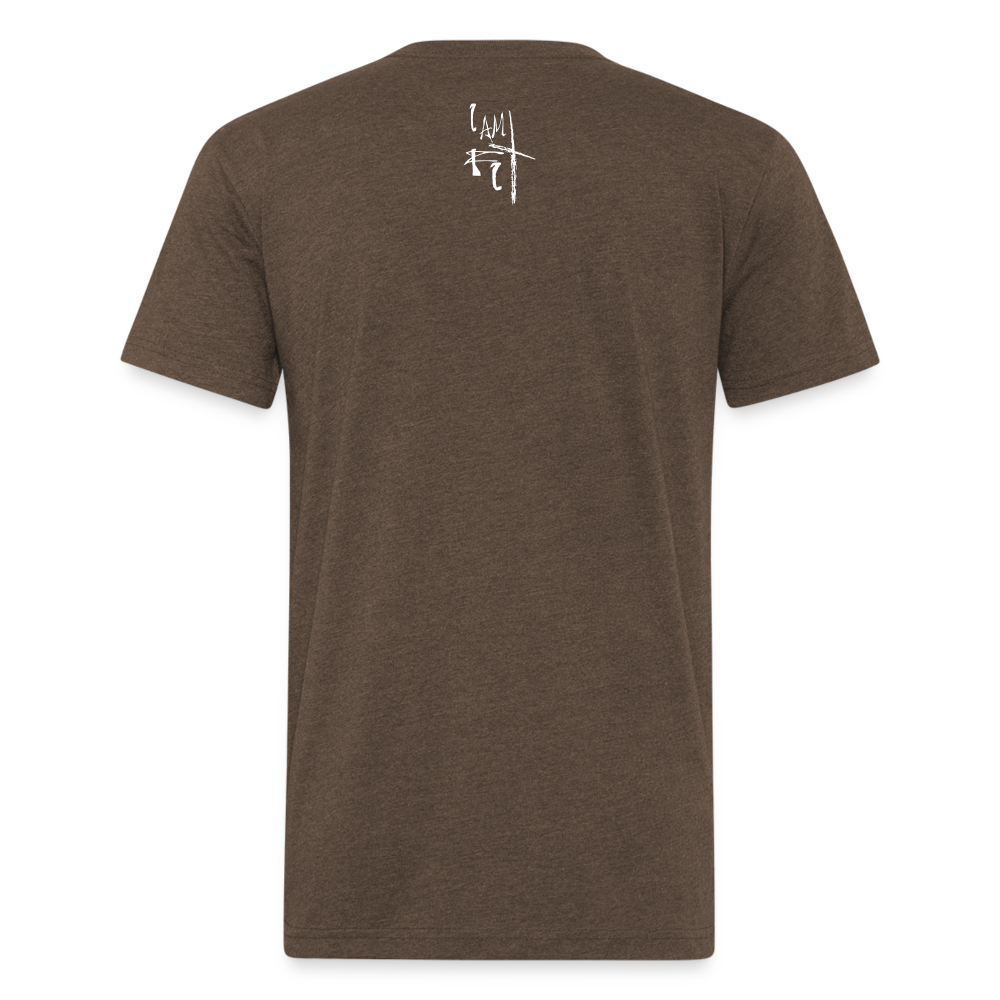 Live Simply Fitted Cotton T-Shirt - Custom White Design - heather espresso